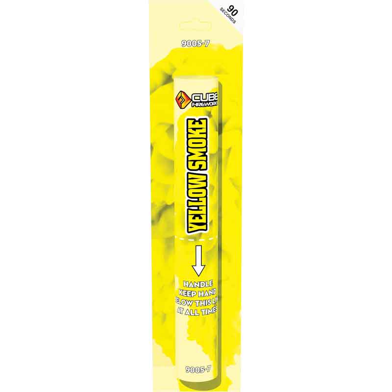 YELLOW HAND HELD SMOKE FLARE