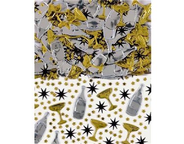 BLACK SILVER & GOLD CHAMPAGNE CONFETTI