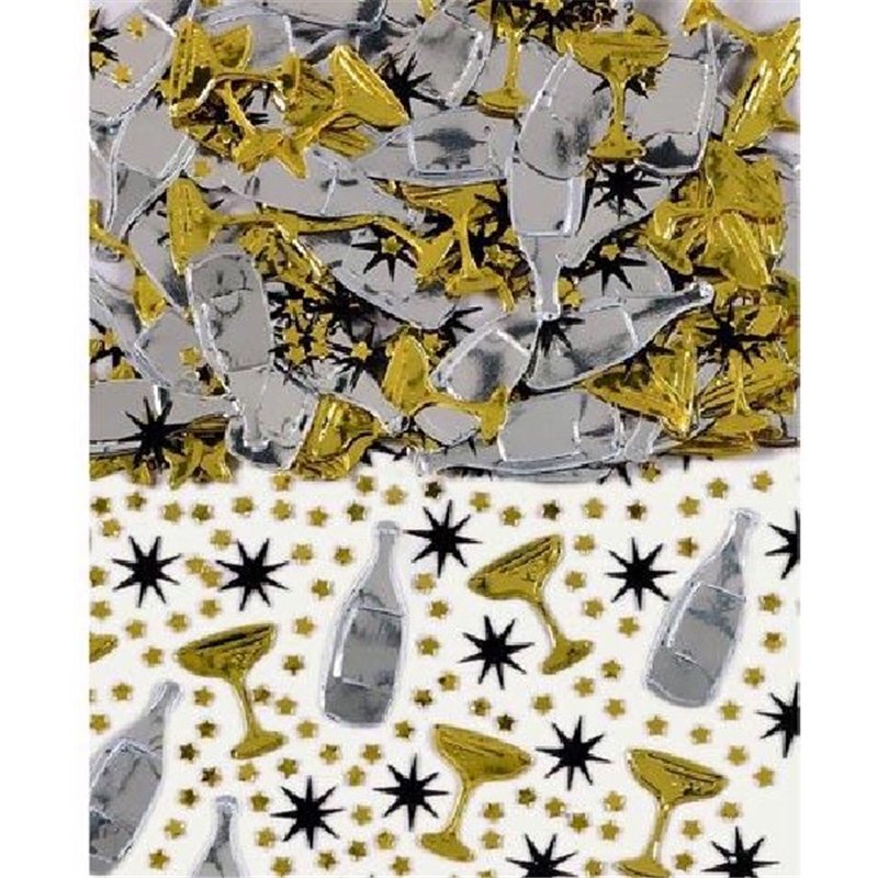 BLACK SILVER & GOLD CHAMPAGNE CONFETTI