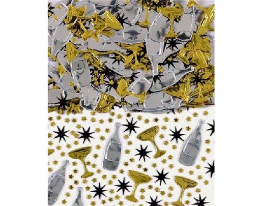 BLACK SILVER & GOLD CHAMPAGNE CONFETTI
