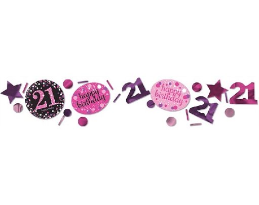 3PK 21ST PINK SPARKLES CONFETTI