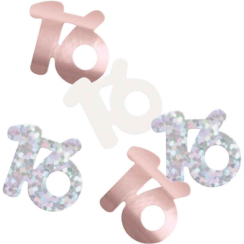 5oz GLITZ ROSE GOLD 16TH BIRTHDAY CONFETTI