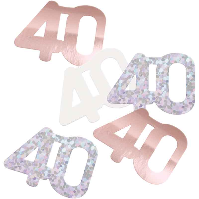 5oz GLITZ ROSE GOLD 40TH BIRTHDAY CONFETTI