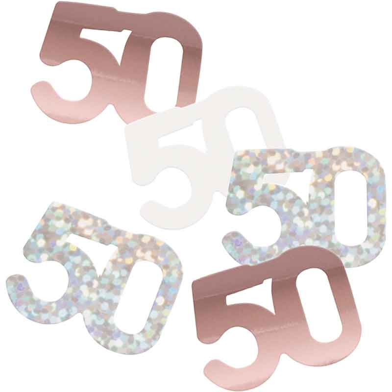 5oz GLITZ ROSE GOLD 50TH BIRTHDAY CONFETTI