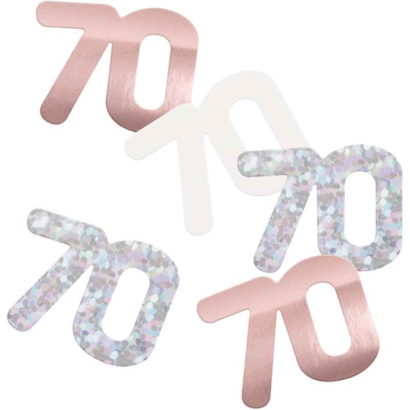 5oz GLITZ ROSE GOLD 70TH BIRTHDAY CONFETTI
