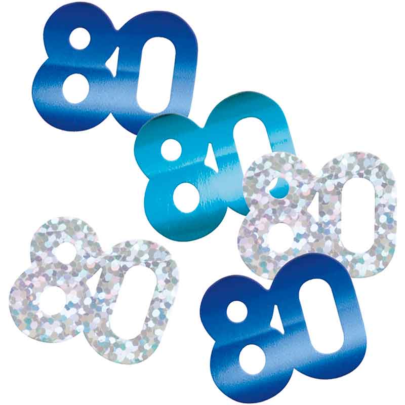 5oz GLITZ BLUE 80TH BIRTHDAY CONFETTI
