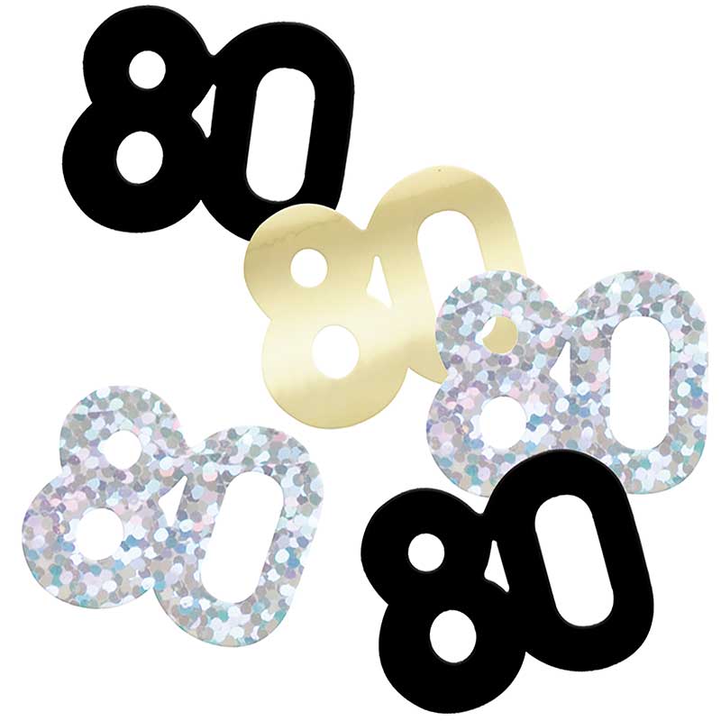 5oz GLITZ BLACK 80TH BIRTHDAY CONFETTI
