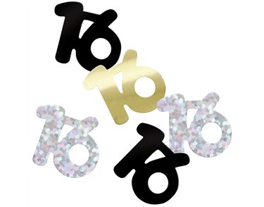 5oz GLITZ BLACK 16TH BIRTHDAY CONFETTI