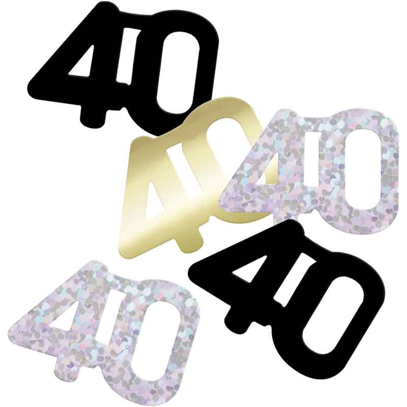 5oz GLITZ BLACK 40TH BIRTHDAY CONFETTI