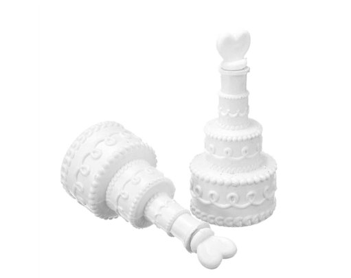 7.5CM WHITE WEDDING CAKE BUBBLES  24S