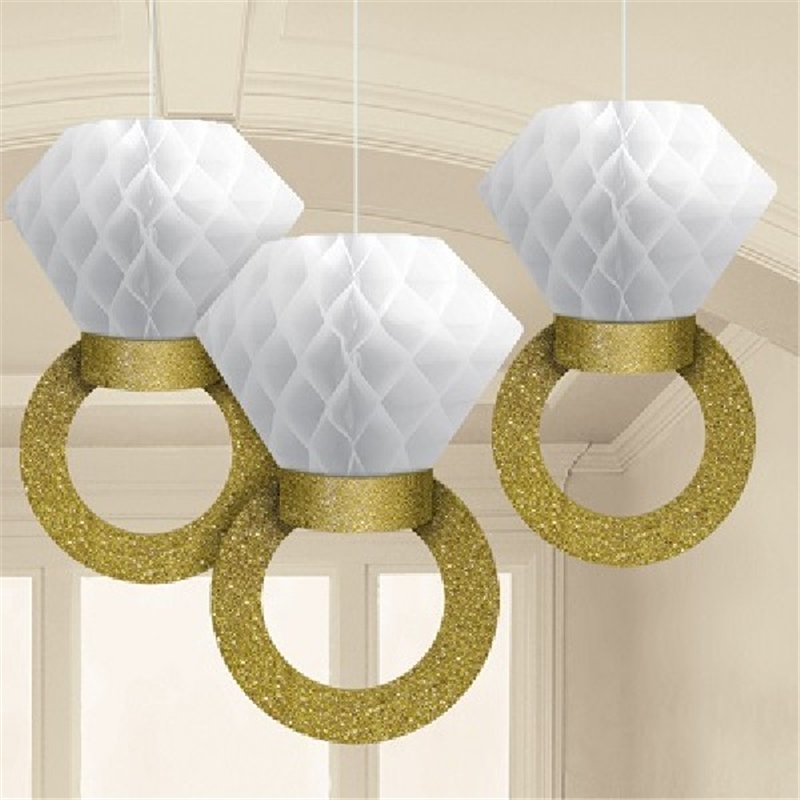 (3) 17CM HONEYCOMB RING DECORATIONS
