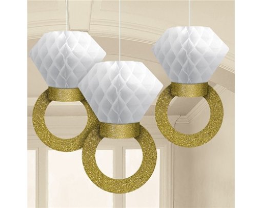 (3) 17CM HONEYCOMB RING DECORATIONS