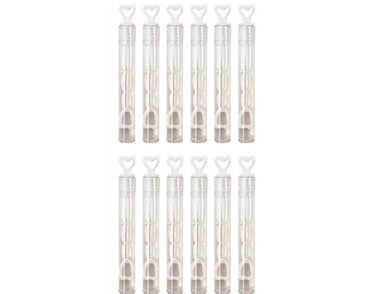 (12) 4ML 10.5CM WHITE HEART TUBE BUBBLES