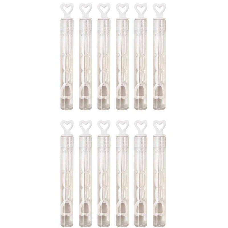 (12) 4ML 10.5CM WHITE HEART TUBE BUBBLES
