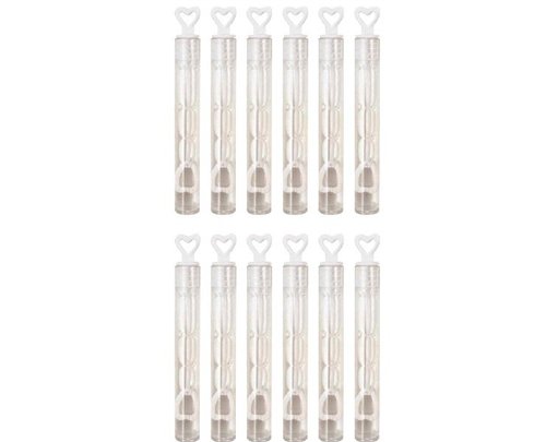 (12) 4ML 10.5CM WHITE HEART TUBE BUBBLES