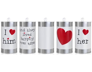 (5) PRINTED WEDDING CANS
