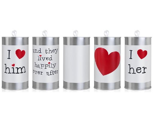 (5) PRINTED WEDDING CANS
