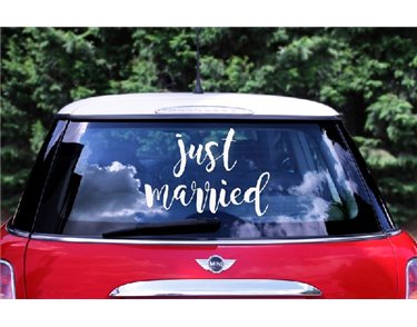 JUST MARRIED WEDDING DAY CAR STICKER