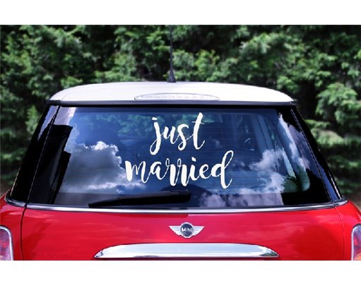 JUST MARRIED WEDDING DAY CAR STICKER