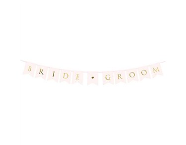155cm BRIDE GROOM LIGHT PINK BANNER