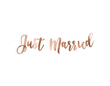 77cm JUST MARRIED ROSE GOLD BANNER