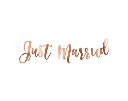 77cm JUST MARRIED ROSE GOLD BANNER