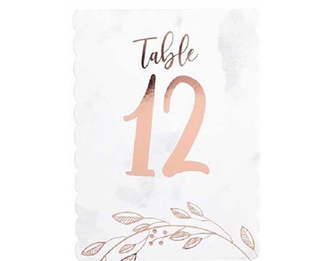 1-12 ROSE GOLD LEAF TABLE NUMBERS