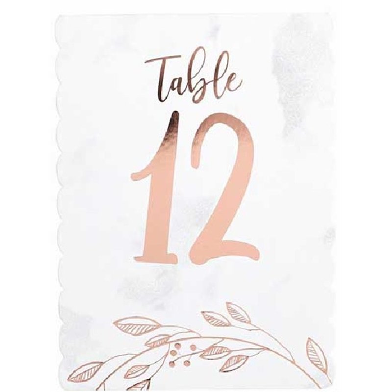 1-12 ROSE GOLD LEAF TABLE NUMBERS