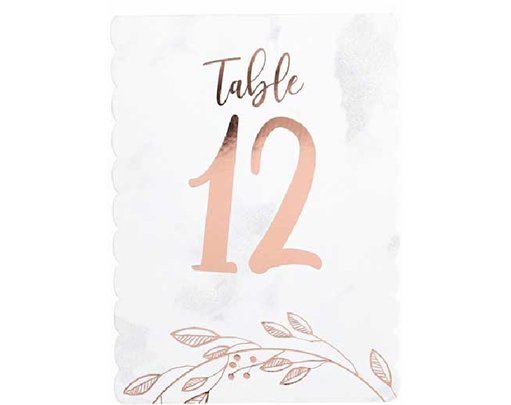 1-12 ROSE GOLD LEAF TABLE NUMBERS