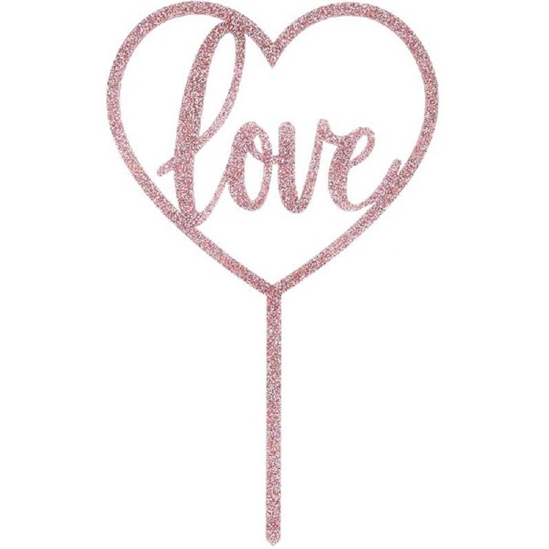 ROSE GOLD ACRYLIC LOVE CAKE TOPPER