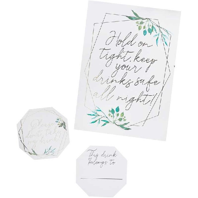 11PC GLASS MARKERS & SIGN