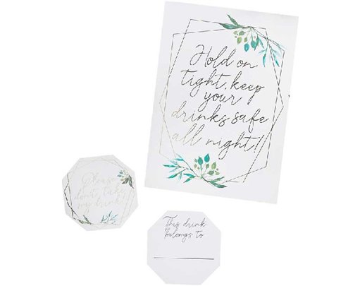 11PC GLASS MARKERS & SIGN