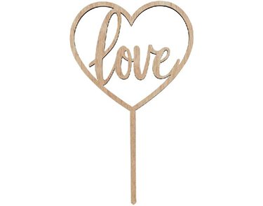 LOVE WOODEN CAKE TOPPER