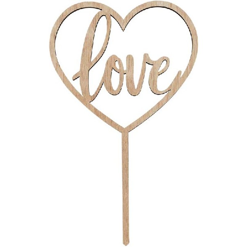 LOVE WOODEN CAKE TOPPER