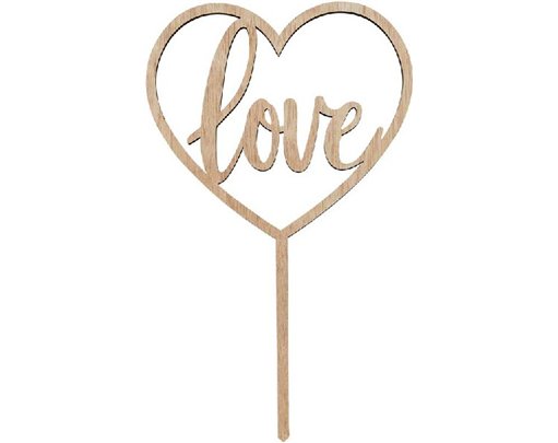 LOVE WOODEN CAKE TOPPER