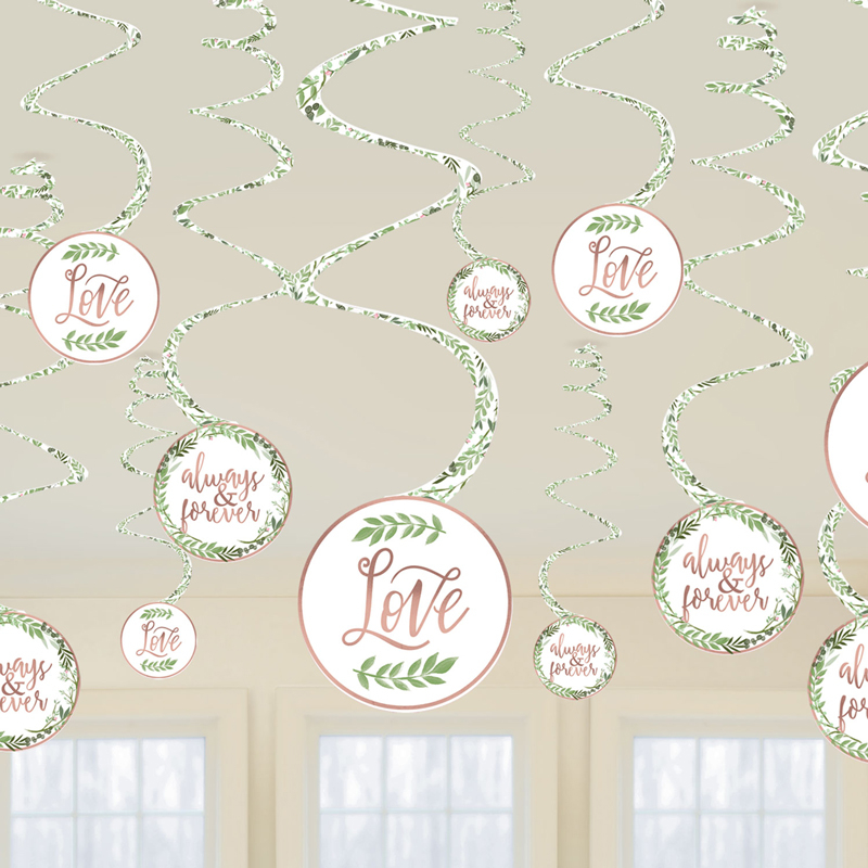 LOVE AND LEAVES SWIRL DECORATIONS