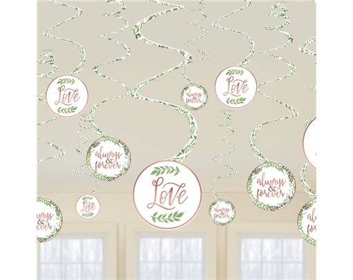LOVE AND LEAVES SWIRL DECORATIONS