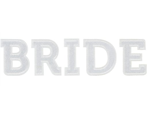 "BRIDE" WHITE IRON ON PATCH