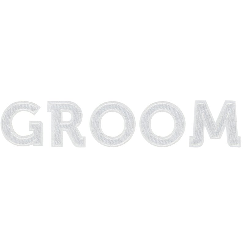 "GROOM" WHITE IRON ON PATCH