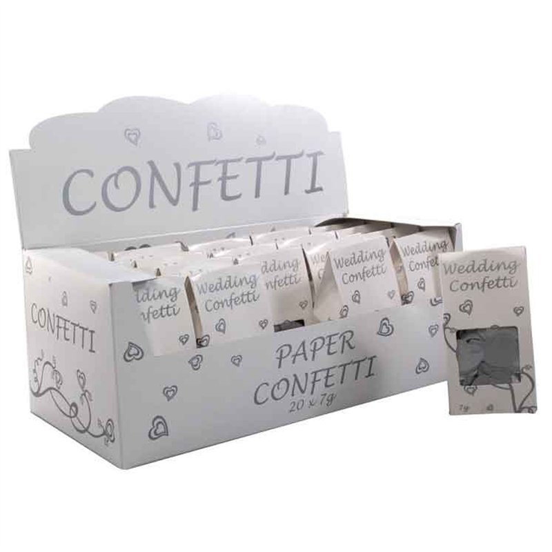 WHITE & SILVER PAPER CONFETTI 20S