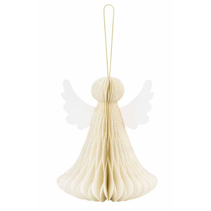 15cm IVORY HONEYCOMB ANGEL PAPER DECORATION