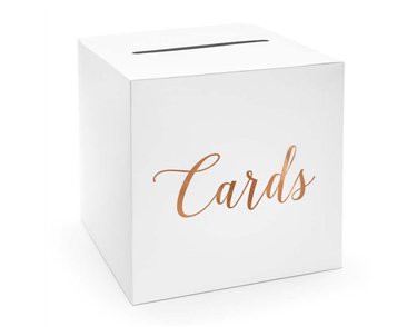 ROSE GOLD ON WHITE WEDDING CARD BOX