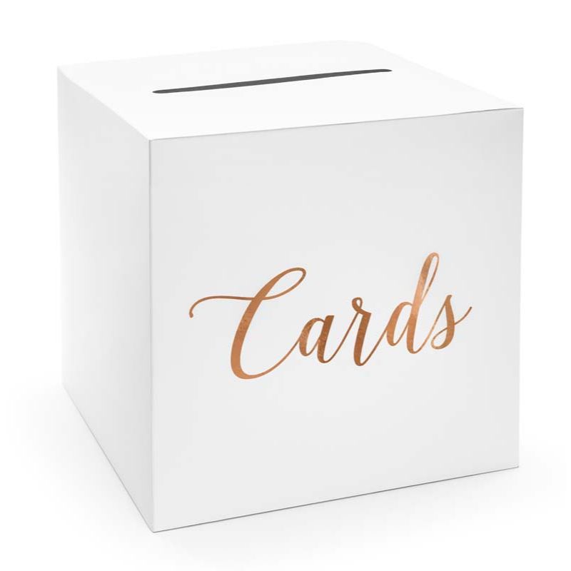 ROSE GOLD ON WHITE WEDDING CARD BOX