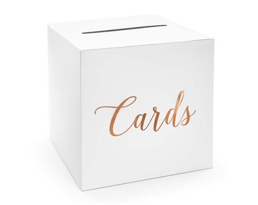 ROSE GOLD ON WHITE WEDDING CARD BOX