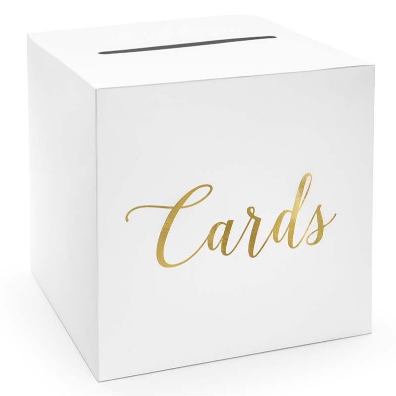 GOLD ON WHITE WEDDING CARD BOX