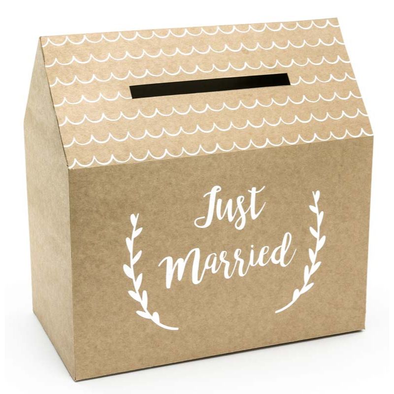 JUST MARRIED KRAFT WEDDING CARD BOX