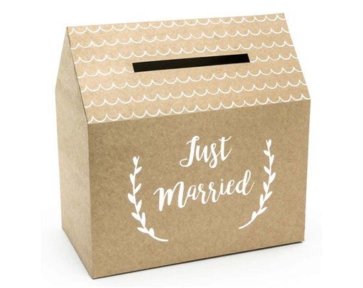 JUST MARRIED KRAFT WEDDING CARD BOX
