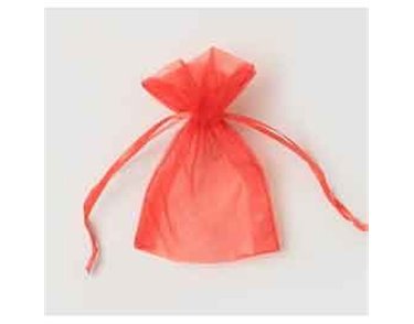 10x7.5cm RED ORGANZA GIFT BAG 12S