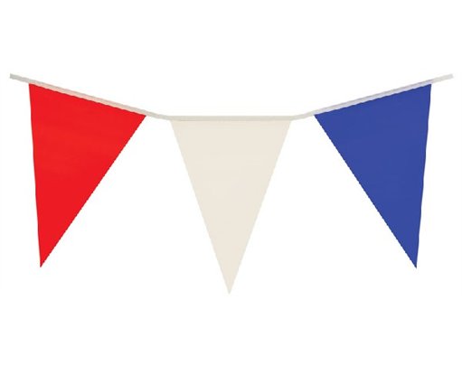 7M PVC RED WHITE & BLUE BUNTING