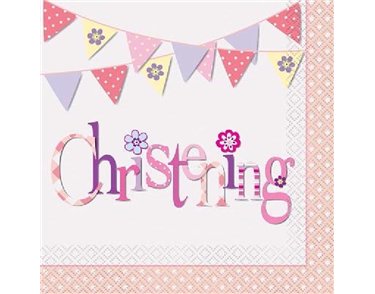 (16) PINK CHRISTENING L/NAPKINS